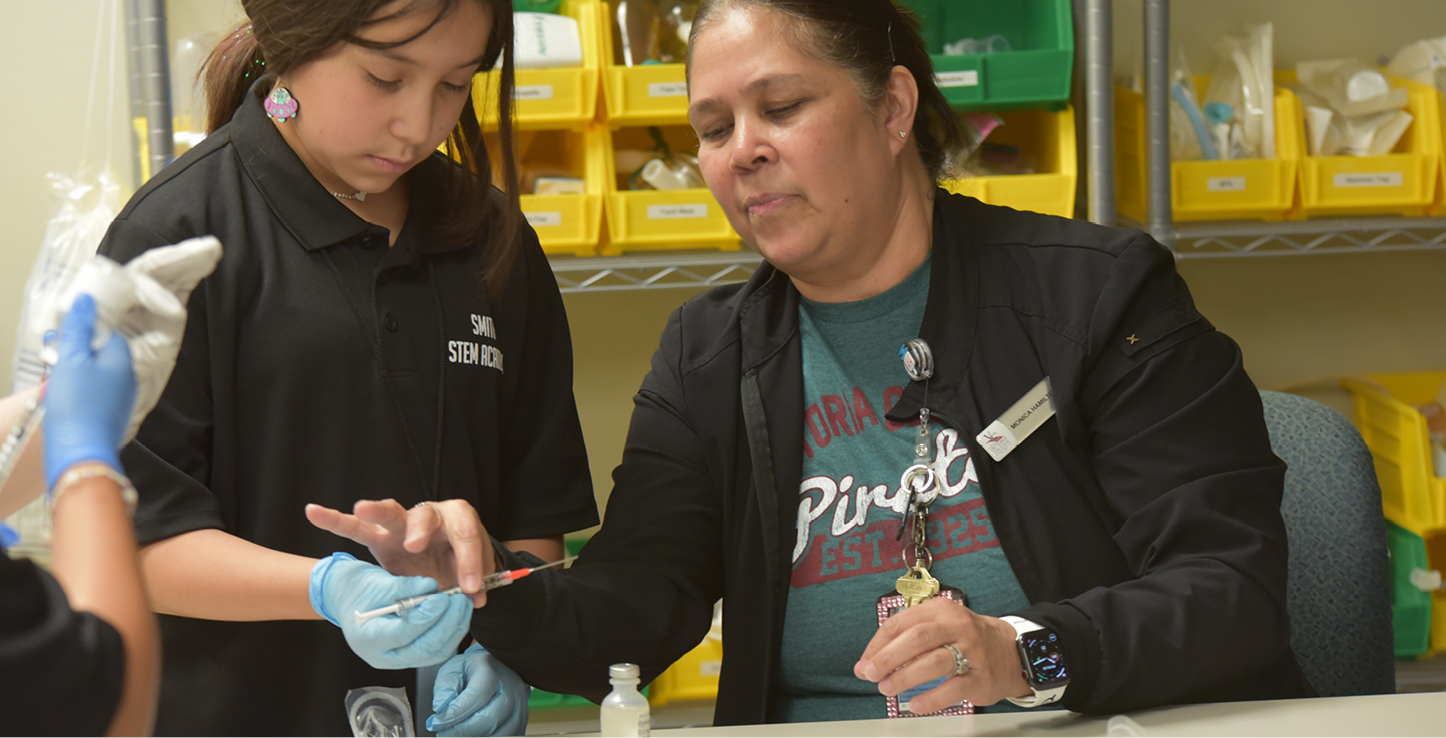 STEM - student and Monica.JPG
